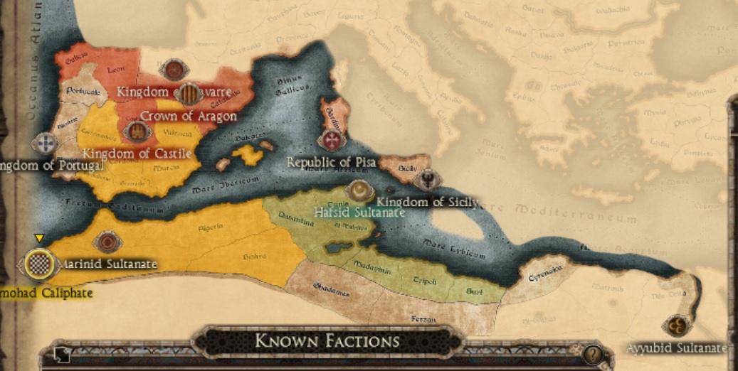 ALMOHAD CALIPHATE KINGDOMS 1212AD START MINI MAP