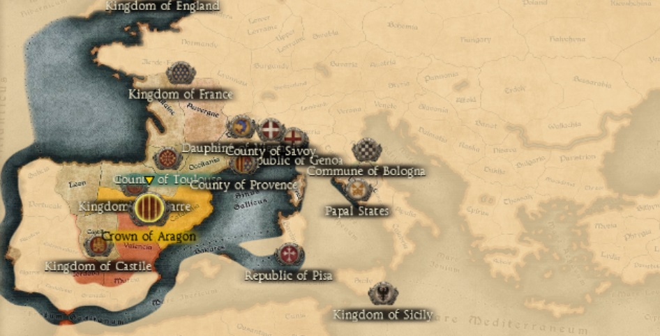 CROWN OF ARAGON KINGDOMS 1212AD START MINI MAP