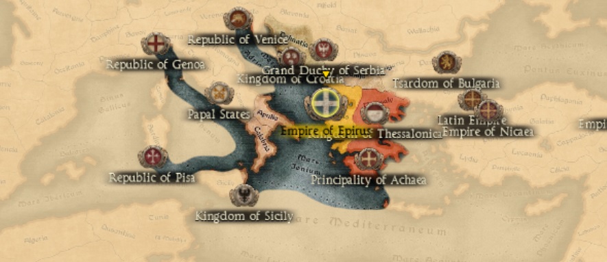EMPIRE OF EPIRUS KINGDOMS 1212AD START MINI MAP