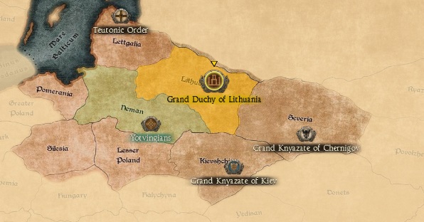 GRAND DUCHY OF LITHUANIA KINGDOMS 1212AD START MINI MAP