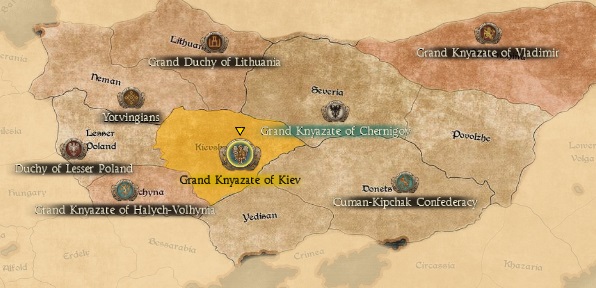 GRAND KNYAZATE OF KIEV KINGDOMS 1212AD START MINI MAP