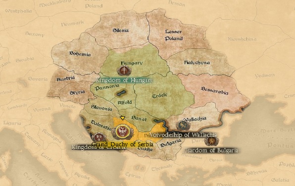 GRAND DUCHY OF SERBIA KINGDOMS 1212AD START MINI MAP