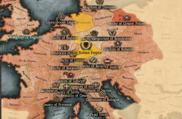 HOLY ROMAN KINGDOMS 1212AD START MINI MAP