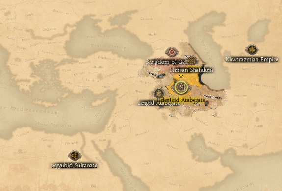ILDEGIZID ALABEGATE KINGDOMS 1212AD START MINI MAP