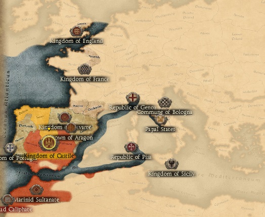 KINGDOM OF CASTILE KINGDOMS 1212AD START MINI MAP
