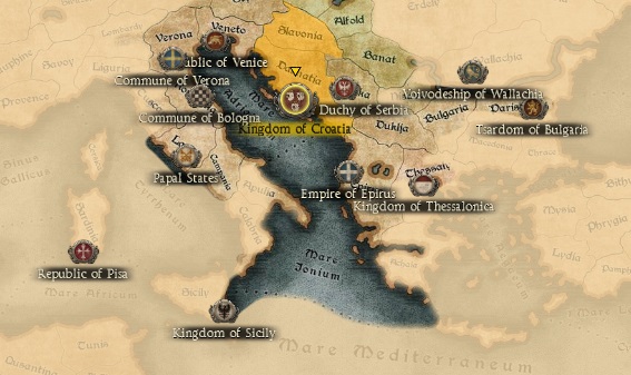 KINGDOM OF CROATIA KINGDOMS 1212AD START MINI MAP