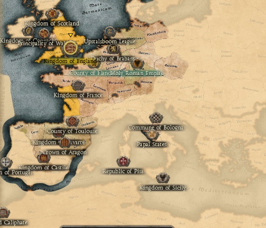 KINGDOM OF ENGLAND KINGDOMS 1212AD START MINI MAP