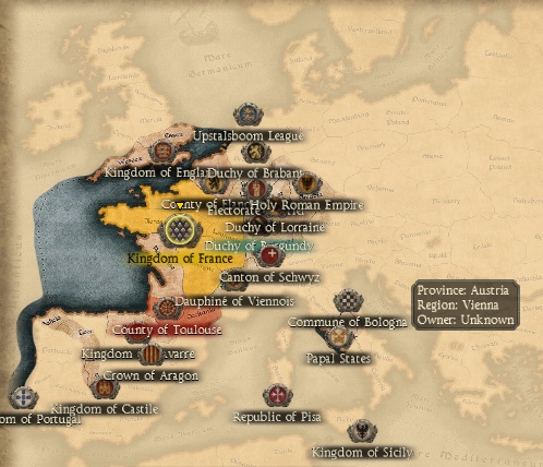 KINGDOM OF FRANCE KINGDOMS 1212AD START MINI MAP
