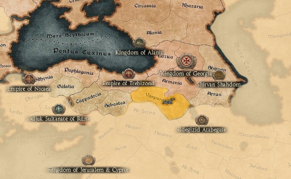 KINGDOM OF GEORGIA KINGDOMS 1212AD START MINI MAP