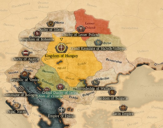 KINGDOM OF HUNGARY KINGDOMS 1212AD START MINI MAP