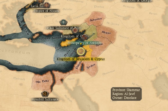 KINGDOM OF JERUSALEM AND CYPRUS KINGDOMS 1212AD START MINI MAP