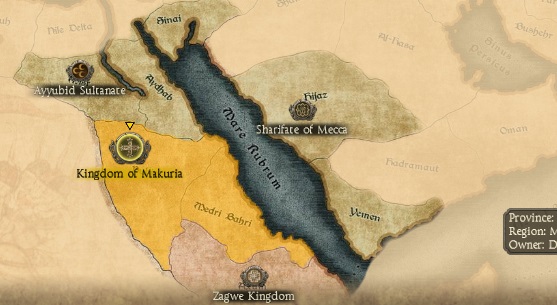 KINGDOM OF MAKURIA KINGDOMS 1212AD START MINI MAP