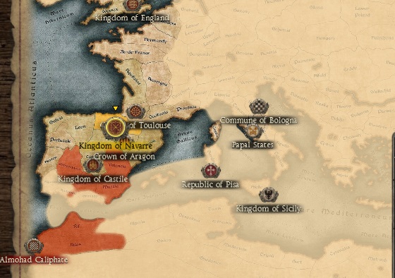 KINGDOM OF NAVARRE KINGDOMS 1212AD START MINI MAP