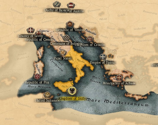 KINGDOM OF SICILY KINGDOMS 1212AD START MINI MAP