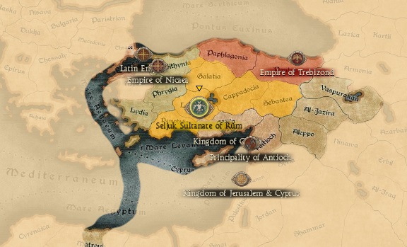SELJUK SULTANATE KINGDOMS 1212AD START MINI MAP