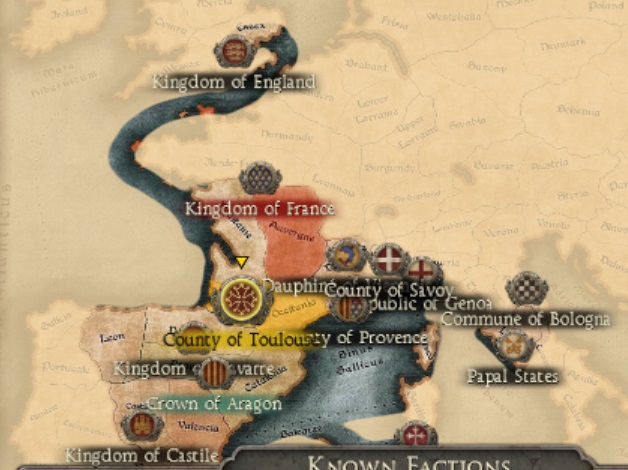 COUNTY OF TOULOSE KINGDOMS 1212AD START MINI MAP