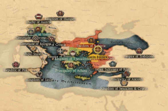 LATIN EMPIRE KINGDOMS 1212AD START MINI MAP